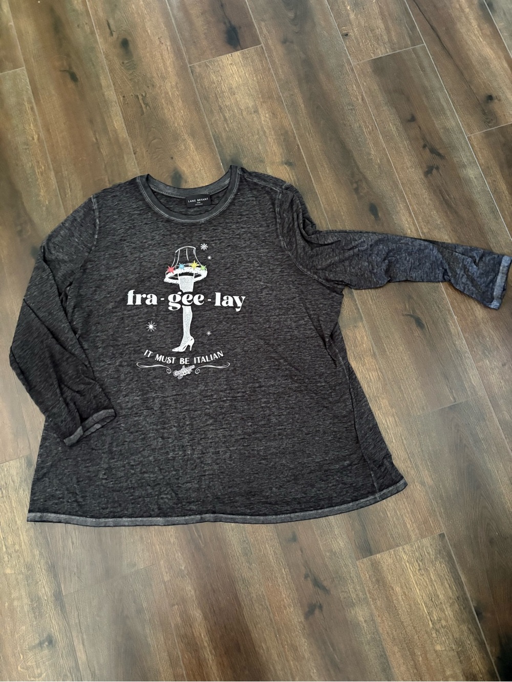 Lane Bryant Dark Gray Long-Sleeve Graphic Tee - Fra-gee-lay